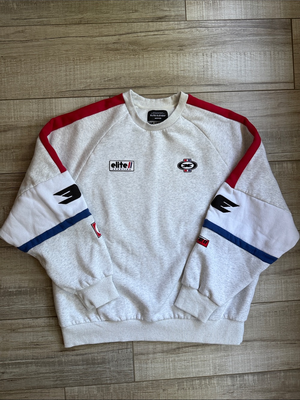 Elite Eleven Retro Sporting Crewneck Sweatshirt Light Heather Gray Colorblock M